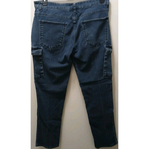 Denim House Mens Dark Wash Biker/Cargo Denim Jeans Zipper 32-32 *Rare* - Picture 13 of 16
